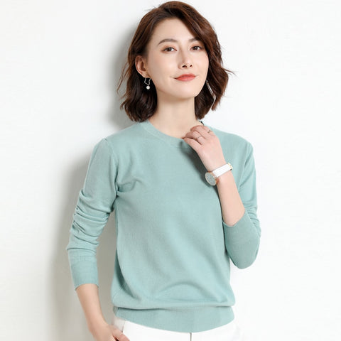 Ladies Knitted Sweater Women Pullovers Knit Jumper Spring Autumn Basic Women Sweaters Pullover Soft Slim Fit Top Knitwear Female